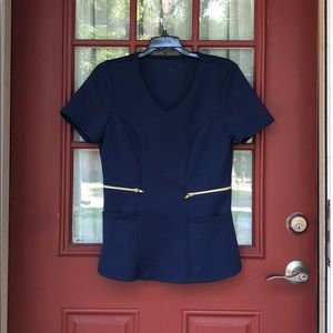 Jaanuu Navy Zipper Scrub Top